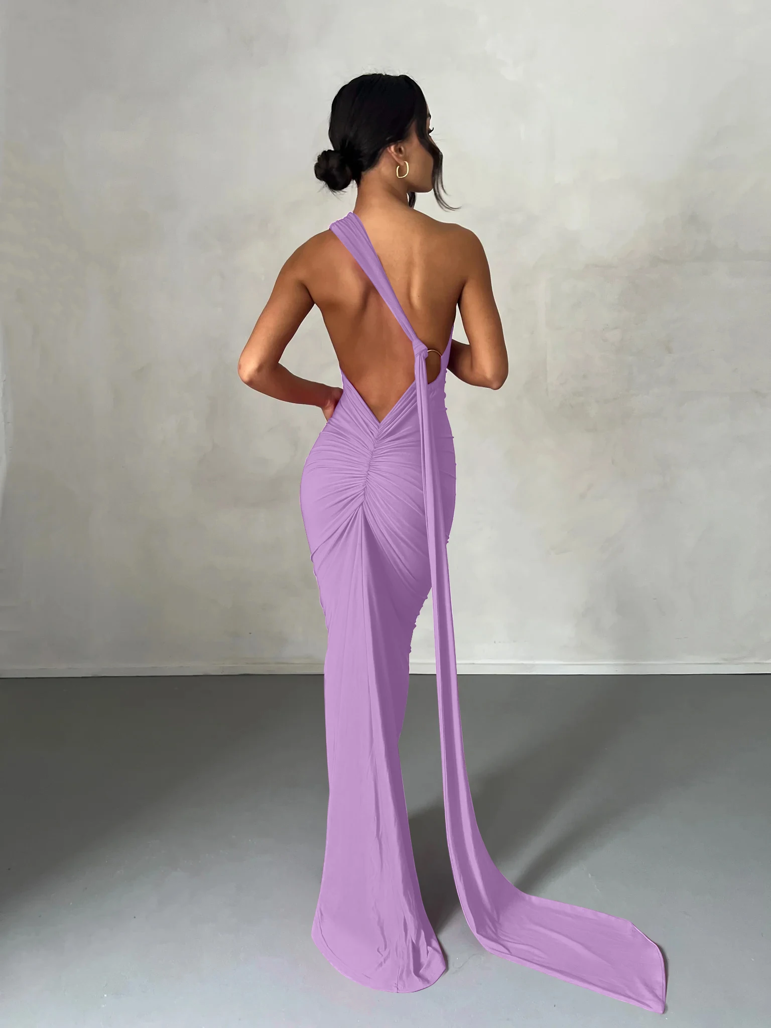 Hugcitar One Shoulder Backless Adjustable Scarf Loop Ruched Sexy Maxi Dress 2025 Women Elegant Y2K Streetwear Festival Outfit Hugcitar One Shoulder Backless Adjustable Scarf Loop Ruched Sexy Maxi Dress 2025 Women Elegant Y2K Streetwear Festival Outfit
