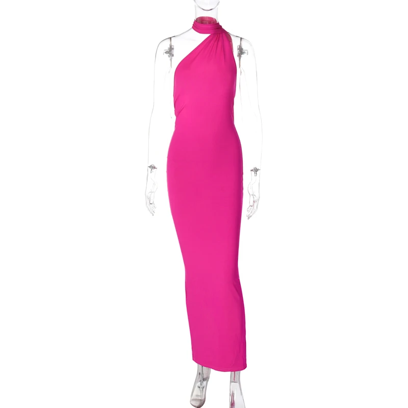 Hugcitar One Shoulder Backless Adjustable Scarf Loop Ruched Sexy Maxi Dress 2025 Women Elegant Y2K Streetwear Festival Outfit Hugcitar One Shoulder Backless Adjustable Scarf Loop Ruched Sexy Maxi Dress 2025 Women Elegant Y2K Streetwear Festival Outfit