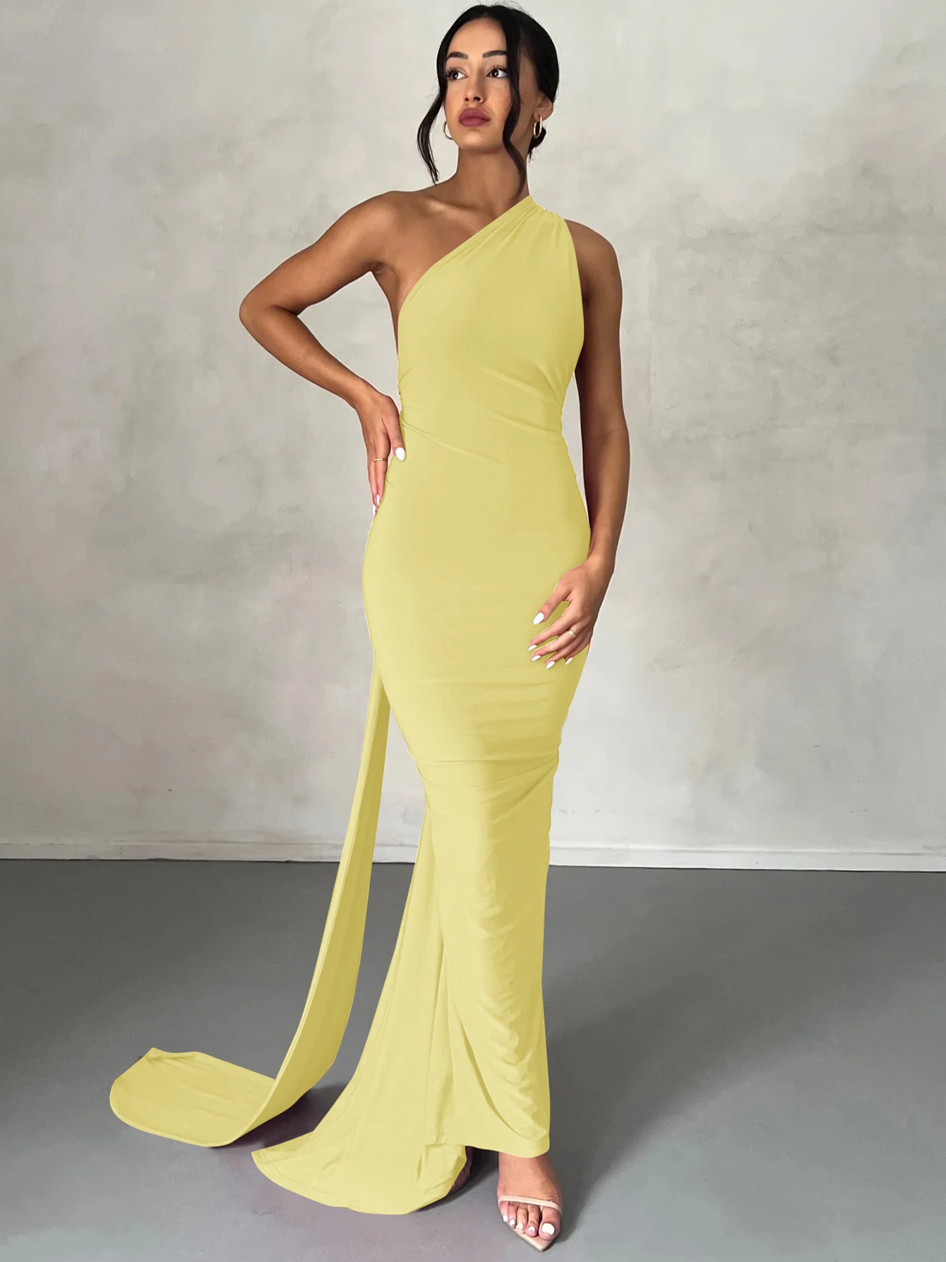 Hugcitar One Shoulder Backless Adjustable Scarf Loop Ruched Sexy Maxi Dress 2025 Women Elegant Y2K Streetwear Festival Outfit Hugcitar One Shoulder Backless Adjustable Scarf Loop Ruched Sexy Maxi Dress 2025 Women Elegant Y2K Streetwear Festival Outfit