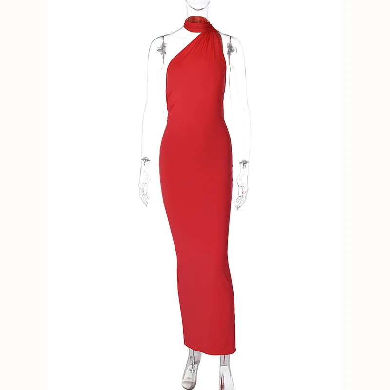 Hugcitar One Shoulder Backless Adjustable Scarf Loop Ruched Sexy Maxi Dress 2025 Women Elegant Y2K Streetwear Festival Outfit Hugcitar One Shoulder Backless Adjustable Scarf Loop Ruched Sexy Maxi Dress 2025 Women Elegant Y2K Streetwear Festival Outfit