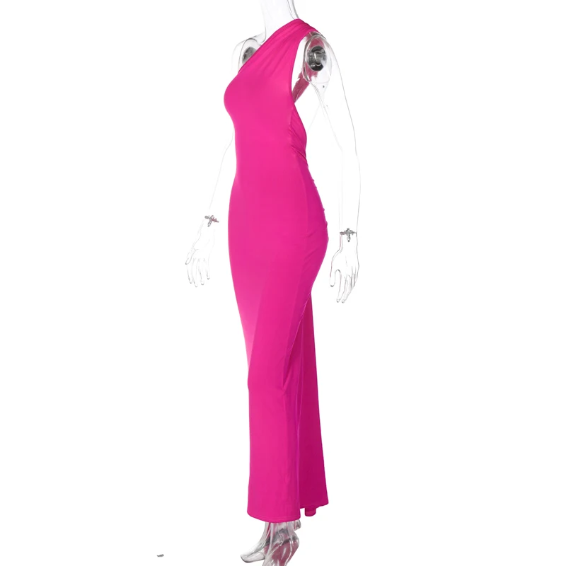 Hugcitar One Shoulder Backless Adjustable Scarf Loop Ruched Sexy Maxi Dress 2025 Women Elegant Y2K Streetwear Festival Outfit Hugcitar One Shoulder Backless Adjustable Scarf Loop Ruched Sexy Maxi Dress 2025 Women Elegant Y2K Streetwear Festival Outfit