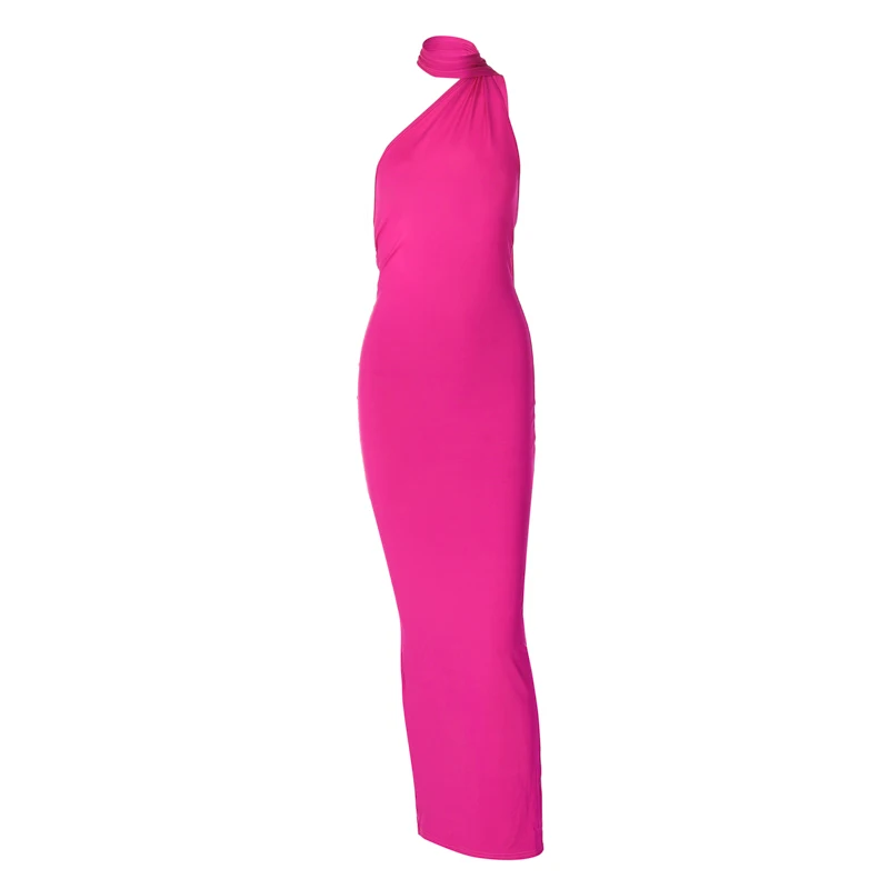 Hugcitar One Shoulder Backless Adjustable Scarf Loop Ruched Sexy Maxi Dress 2025 Women Elegant Y2K Streetwear Festival Outfit Hugcitar One Shoulder Backless Adjustable Scarf Loop Ruched Sexy Maxi Dress 2025 Women Elegant Y2K Streetwear Festival Outfit