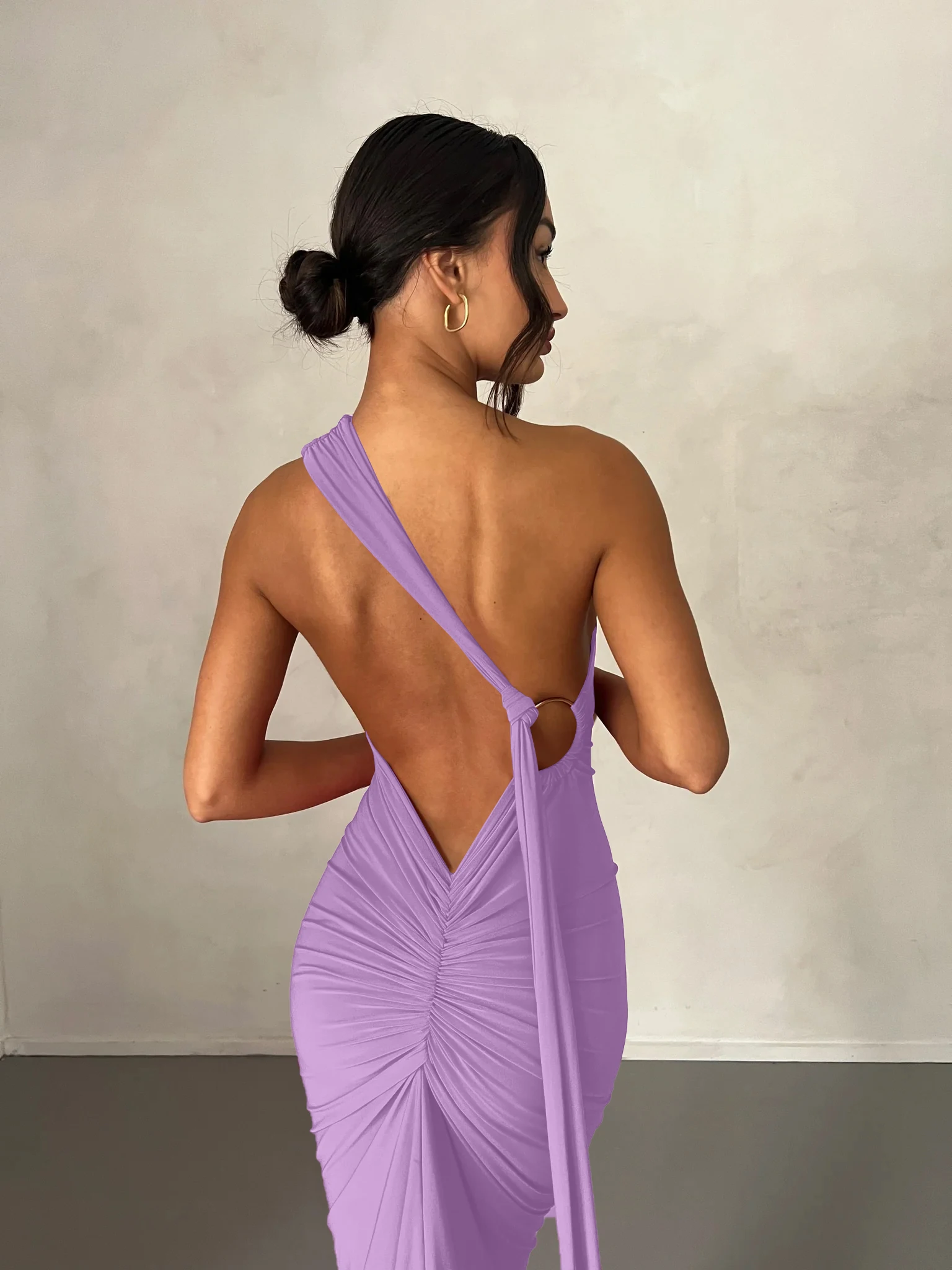 Hugcitar One Shoulder Backless Adjustable Scarf Loop Ruched Sexy Maxi Dress 2025 Women Elegant Y2K Streetwear Festival Outfit Hugcitar One Shoulder Backless Adjustable Scarf Loop Ruched Sexy Maxi Dress 2025 Women Elegant Y2K Streetwear Festival Outfit