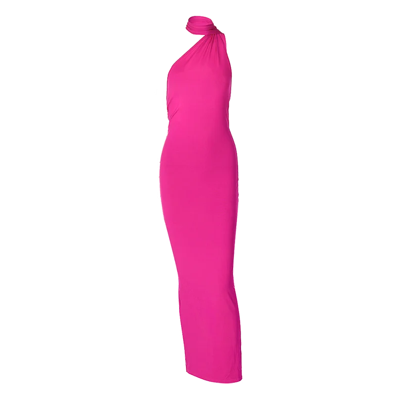 Hugcitar One Shoulder Backless Adjustable Scarf Loop Ruched Sexy Maxi Dress 2025 Women Elegant Y2K Streetwear Festival Outfit Hugcitar One Shoulder Backless Adjustable Scarf Loop Ruched Sexy Maxi Dress 2025 Women Elegant Y2K Streetwear Festival Outfit