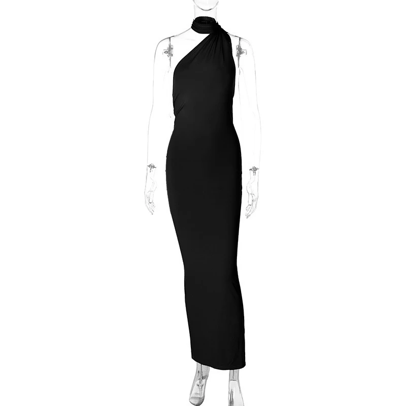 Hugcitar One Shoulder Backless Adjustable Scarf Loop Ruched Sexy Maxi Dress 2025 Women Elegant Y2K Streetwear Festival Outfit Hugcitar One Shoulder Backless Adjustable Scarf Loop Ruched Sexy Maxi Dress 2025 Women Elegant Y2K Streetwear Festival Outfit