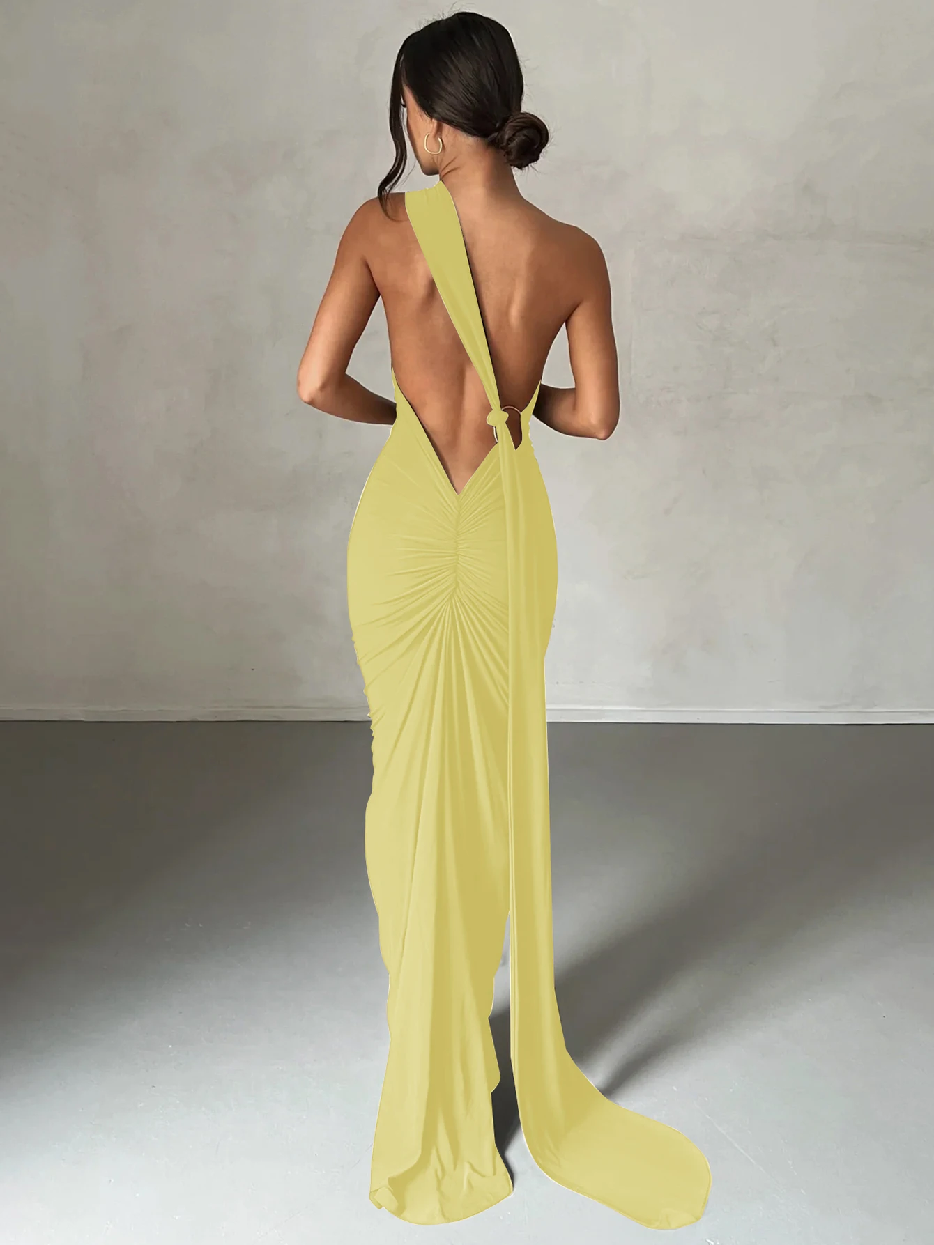 Hugcitar One Shoulder Backless Adjustable Scarf Loop Ruched Sexy Maxi Dress 2025 Women Elegant Y2K Streetwear Festival Outfit Hugcitar One Shoulder Backless Adjustable Scarf Loop Ruched Sexy Maxi Dress 2025 Women Elegant Y2K Streetwear Festival Outfit