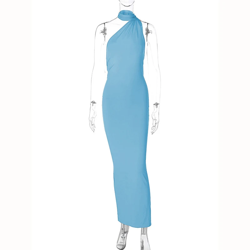 Hugcitar One Shoulder Backless Adjustable Scarf Loop Ruched Sexy Maxi Dress 2025 Women Elegant Y2K Streetwear Festival Outfit Hugcitar One Shoulder Backless Adjustable Scarf Loop Ruched Sexy Maxi Dress 2025 Women Elegant Y2K Streetwear Festival Outfit