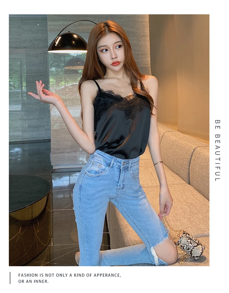 Summer with Lace Silk Top Cami for Women Spaghetti Strap Top Tank Ladies Tops White Camis Basic Tops Women 2023 Summer Fashion Summer with Lace Silk Top Cami for Women Spaghetti Strap Top Tank Ladies Tops White Camis Basic Tops Women 2023 Summer Fashion