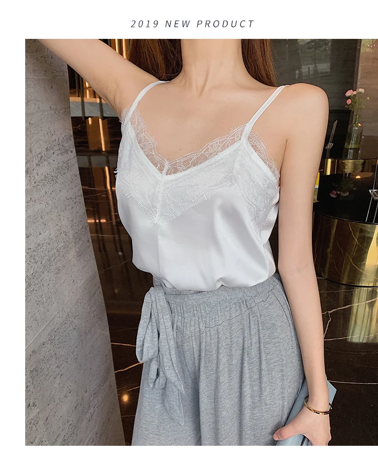 Summer with Lace Silk Top Cami for Women Spaghetti Strap Top Tank Ladies Tops White Camis Basic Tops Women 2023 Summer Fashion Summer with Lace Silk Top Cami for Women Spaghetti Strap Top Tank Ladies Tops White Camis Basic Tops Women 2023 Summer Fashion