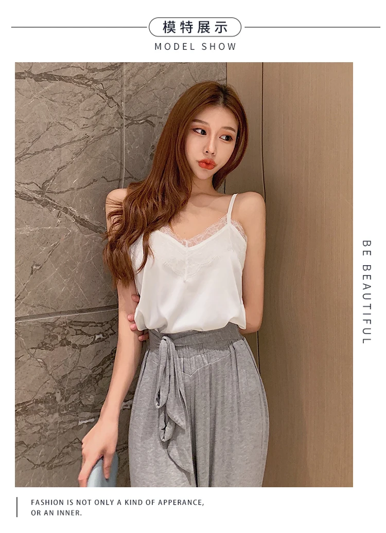 Summer with Lace Silk Top Cami for Women Spaghetti Strap Top Tank Ladies Tops White Camis Basic Tops Women 2023 Summer Fashion Summer with Lace Silk Top Cami for Women Spaghetti Strap Top Tank Ladies Tops White Camis Basic Tops Women 2023 Summer Fashion
