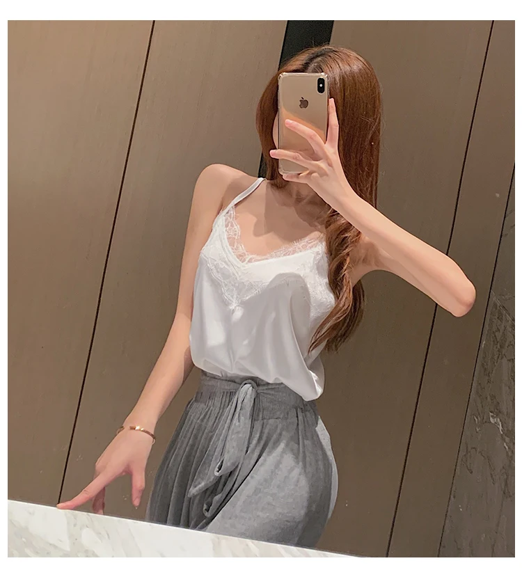 Summer with Lace Silk Top Cami for Women Spaghetti Strap Top Tank Ladies Tops White Camis Basic Tops Women 2023 Summer Fashion Summer with Lace Silk Top Cami for Women Spaghetti Strap Top Tank Ladies Tops White Camis Basic Tops Women 2023 Summer Fashion