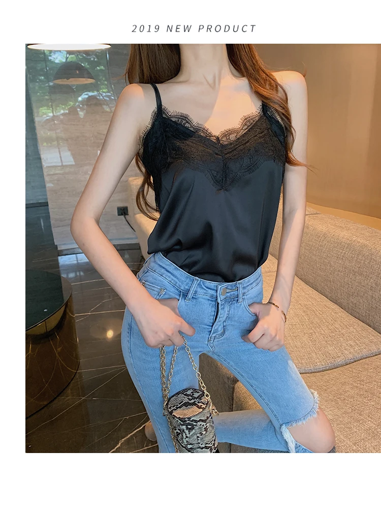 Summer with Lace Silk Top Cami for Women Spaghetti Strap Top Tank Ladies Tops White Camis Basic Tops Women 2023 Summer Fashion Summer with Lace Silk Top Cami for Women Spaghetti Strap Top Tank Ladies Tops White Camis Basic Tops Women 2023 Summer Fashion