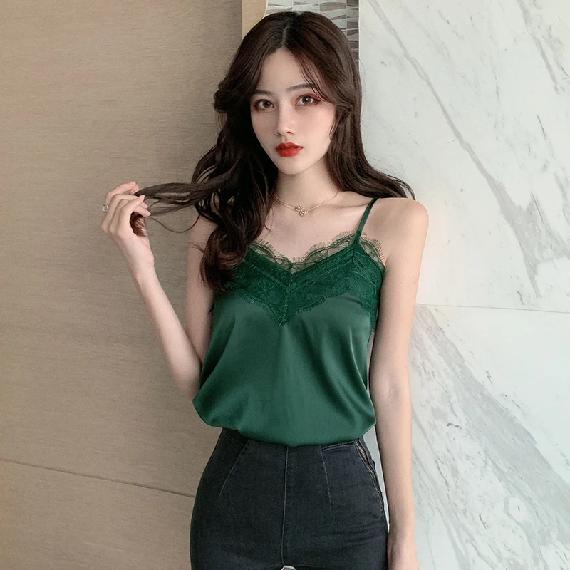 Summer with Lace Silk Top Cami for Women Spaghetti Strap Top Tank Ladies Tops White Camis Basic Tops Women 2023 Summer Fashion Summer with Lace Silk Top Cami for Women Spaghetti Strap Top Tank Ladies Tops White Camis Basic Tops Women 2023 Summer Fashion