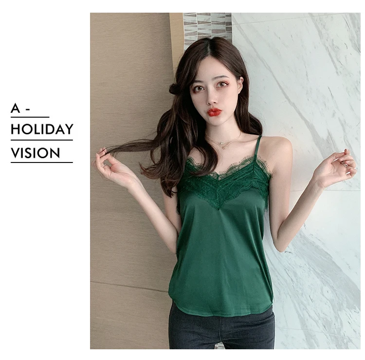 Summer with Lace Silk Top Cami for Women Spaghetti Strap Top Tank Ladies Tops White Camis Basic Tops Women 2023 Summer Fashion Summer with Lace Silk Top Cami for Women Spaghetti Strap Top Tank Ladies Tops White Camis Basic Tops Women 2023 Summer Fashion