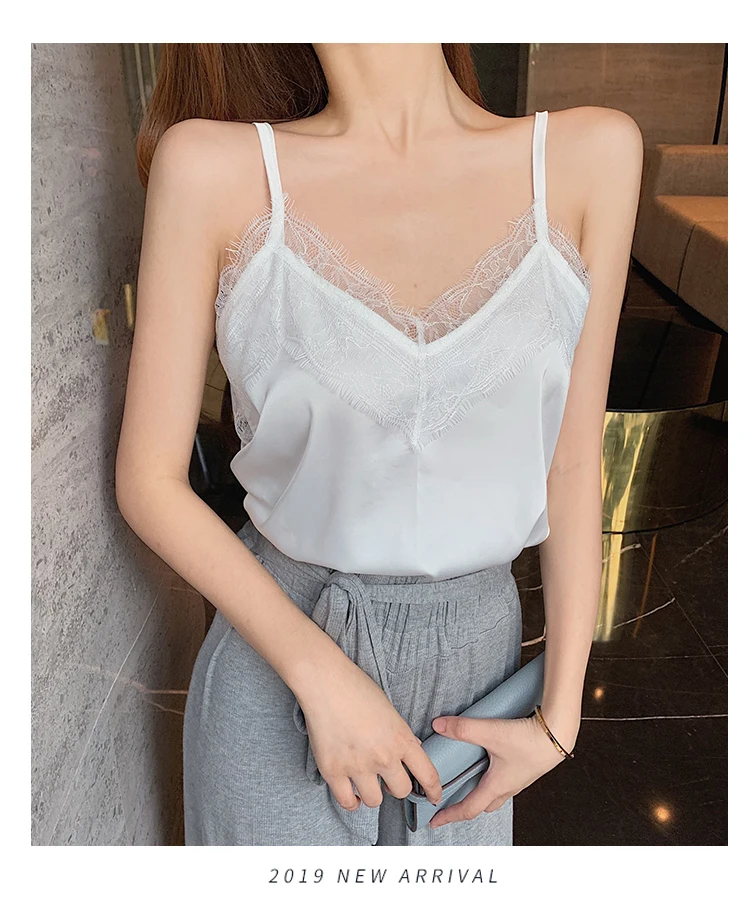 Summer with Lace Silk Top Cami for Women Spaghetti Strap Top Tank Ladies Tops White Camis Basic Tops Women 2023 Summer Fashion Summer with Lace Silk Top Cami for Women Spaghetti Strap Top Tank Ladies Tops White Camis Basic Tops Women 2023 Summer Fashion