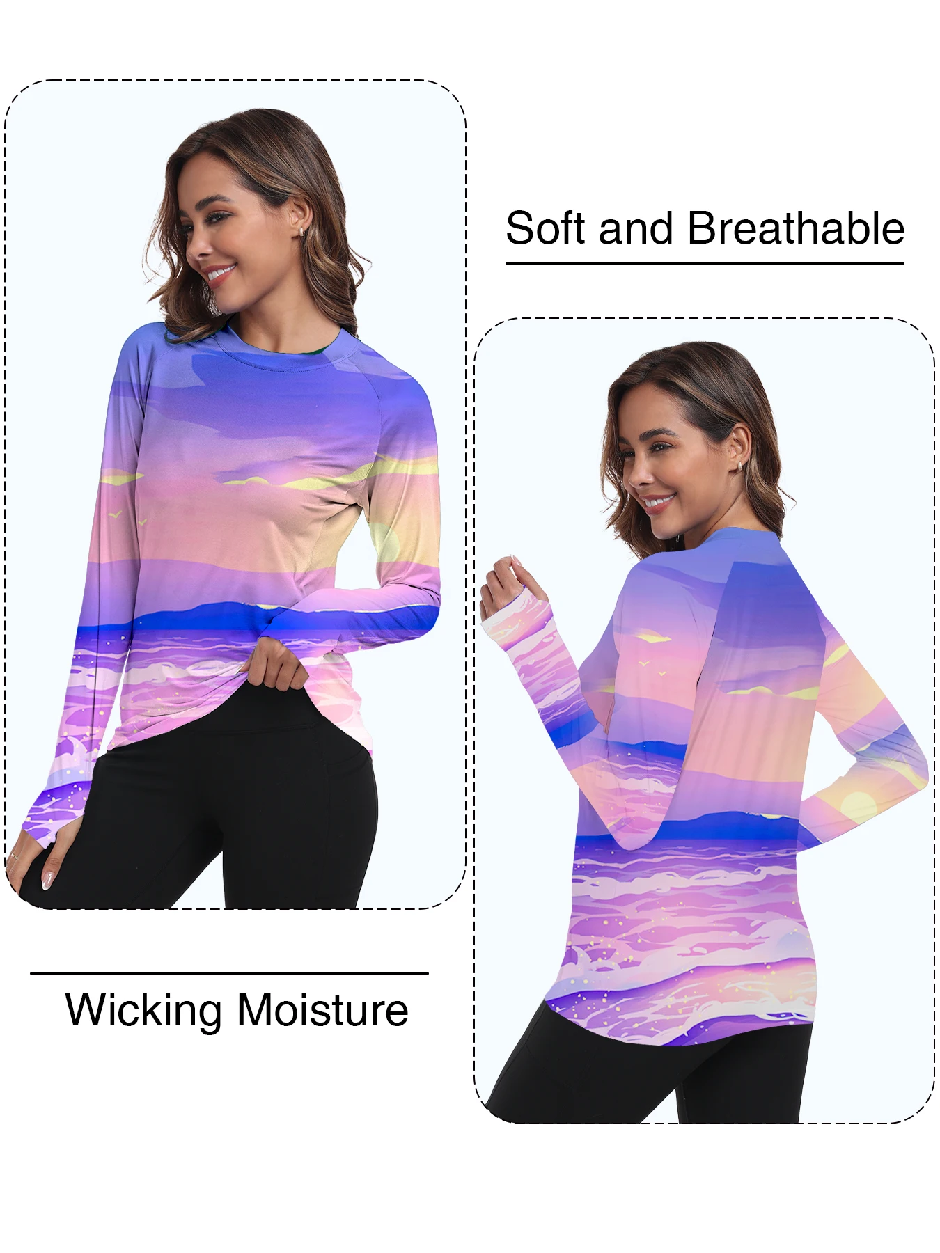 Women's UPF 50+ Sun Shirts Long Sleeve UV Protection Rash Guard Lightweight Quick Dry SPF Hiking Tops Outdoor Women's UPF 50+ Sun Shirts Long Sleeve UV Protection Rash Guard Lightweight Quick Dry SPF Hiking Tops Outdoor