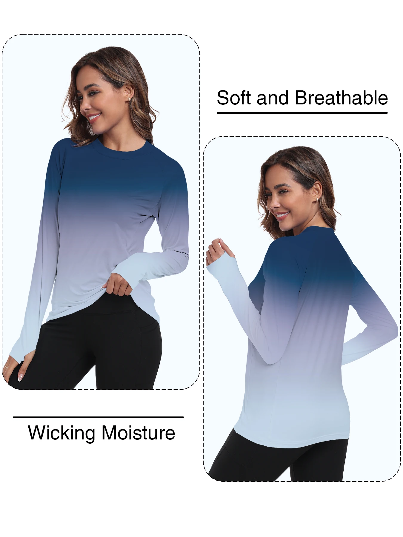 Women's UPF 50+ Sun Shirts Long Sleeve UV Protection Rash Guard Lightweight Quick Dry SPF Hiking Tops Outdoor Women's UPF 50+ Sun Shirts Long Sleeve UV Protection Rash Guard Lightweight Quick Dry SPF Hiking Tops Outdoor