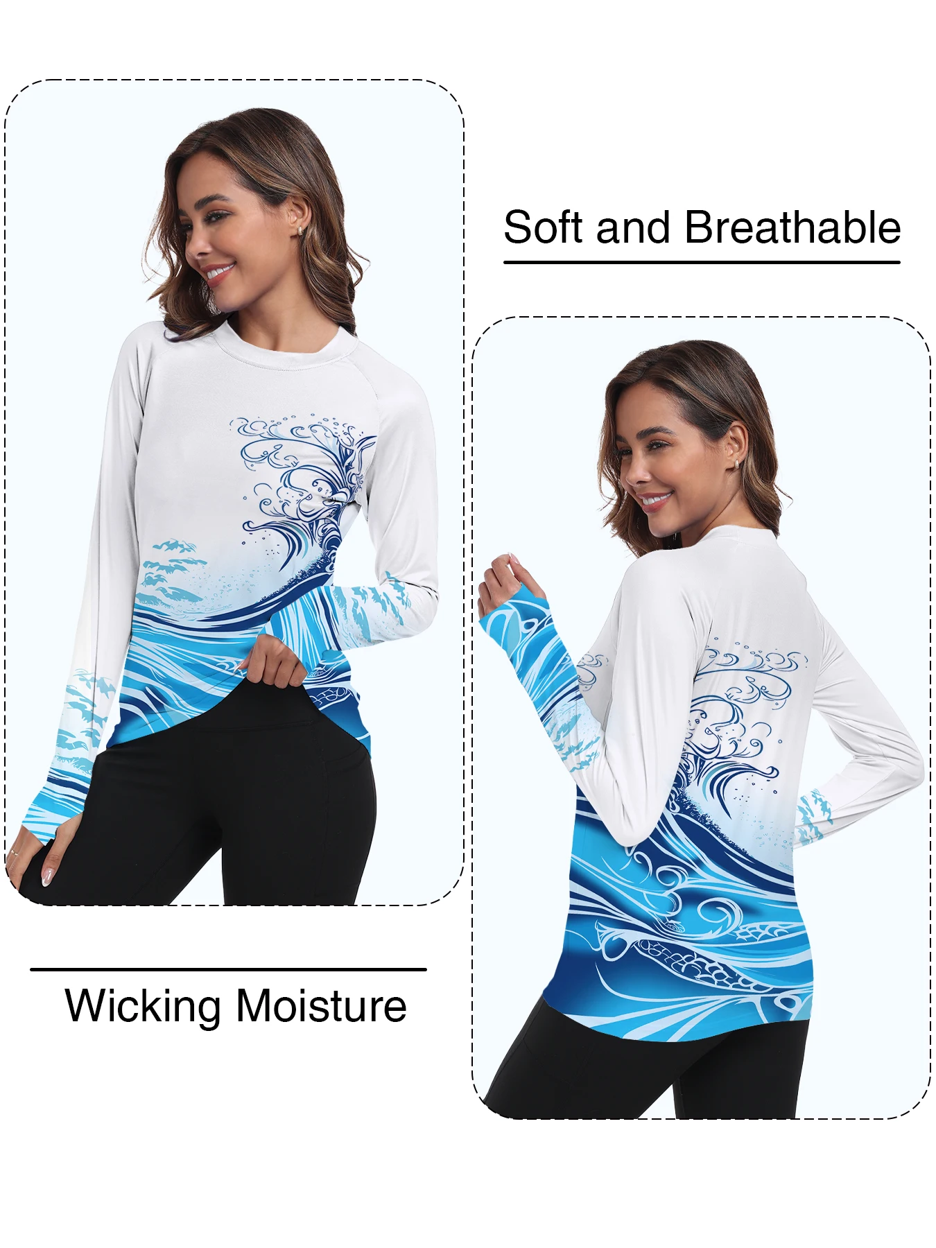 Women's UPF 50+ Sun Shirts Long Sleeve UV Protection Rash Guard Lightweight Quick Dry SPF Hiking Tops Outdoor Women's UPF 50+ Sun Shirts Long Sleeve UV Protection Rash Guard Lightweight Quick Dry SPF Hiking Tops Outdoor