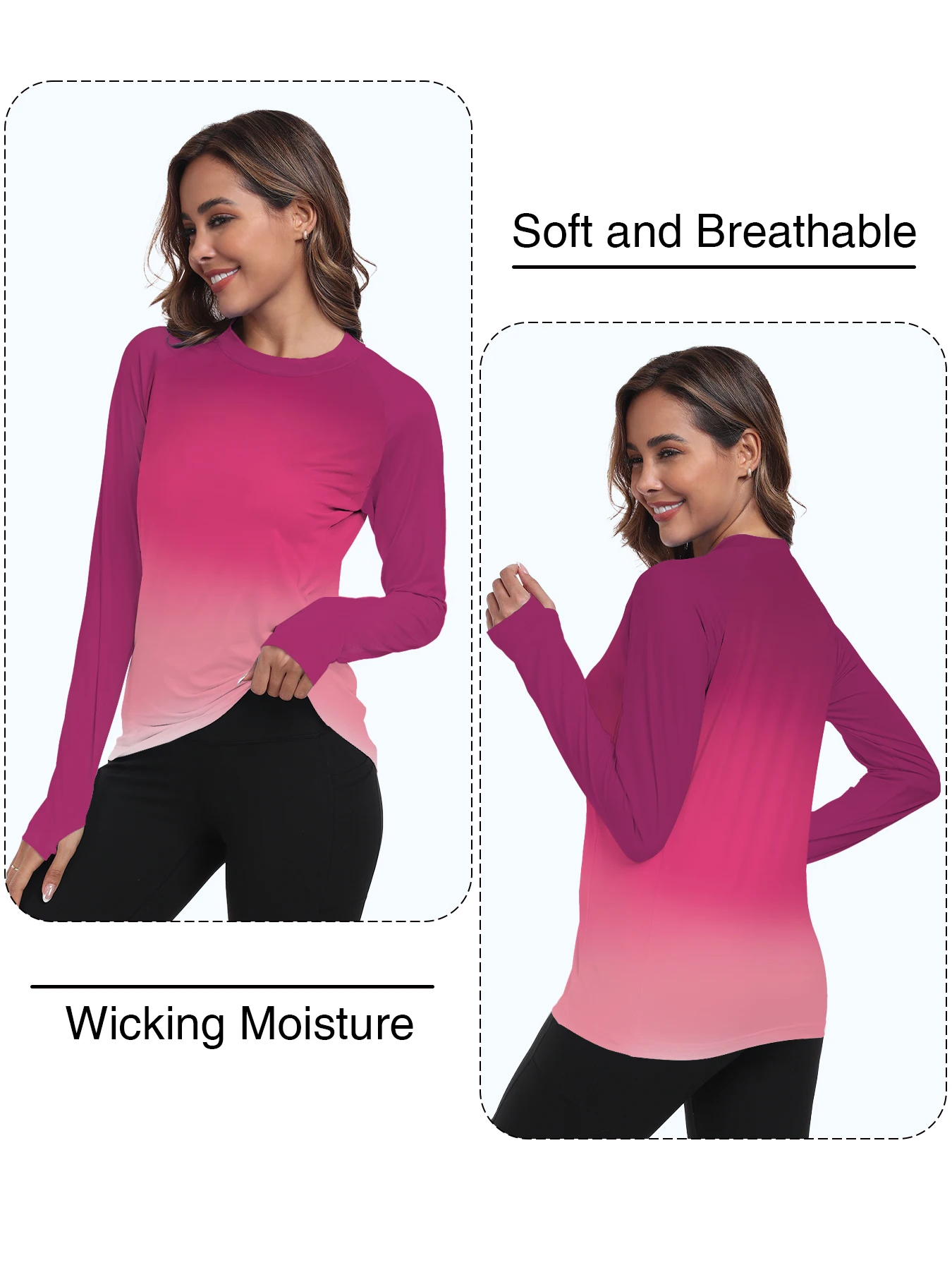 Women's UPF 50+ Sun Shirts Long Sleeve UV Protection Rash Guard Lightweight Quick Dry SPF Hiking Tops Outdoor Women's UPF 50+ Sun Shirts Long Sleeve UV Protection Rash Guard Lightweight Quick Dry SPF Hiking Tops Outdoor