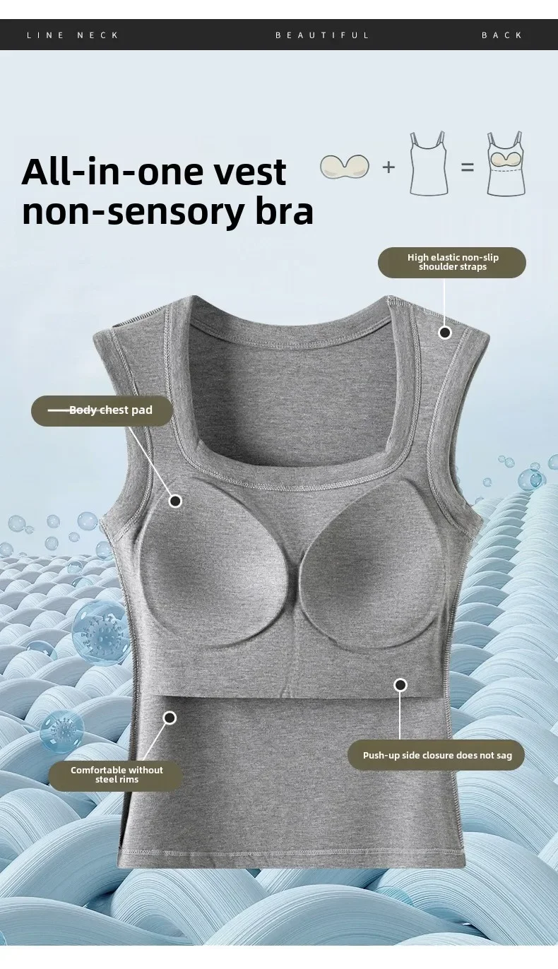 New Seamless Built-in Bra Tank Top for Women Sports Bra & Summer Sleeveless Shirt, Breathable Workout Vest with T-Shirt Combo New Seamless Built-in Bra Tank Top for Women Sports Bra & Summer Sleeveless Shirt, Breathable Workout Vest with T-Shirt Combo