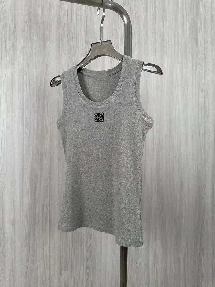 2025 New Delicate Thread Printed Logo Women's Cotton Vest Slim Sleeveless Summer Beachwear Chic Logo Luxury High Quality Comfort 2025 New Delicate Thread Printed Logo Women's Cotton Vest Slim Sleeveless Summer Beachwear Chic Logo Luxury High Quality Comfort