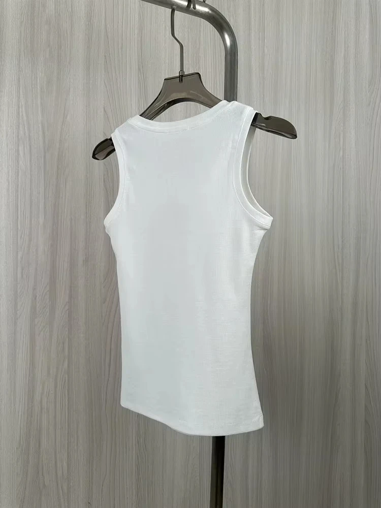 2025 New Delicate Thread Printed Logo Women's Cotton Vest Slim Sleeveless Summer Beachwear Chic Logo Luxury High Quality Comfort 2025 New Delicate Thread Printed Logo Women's Cotton Vest Slim Sleeveless Summer Beachwear Chic Logo Luxury High Quality Comfort