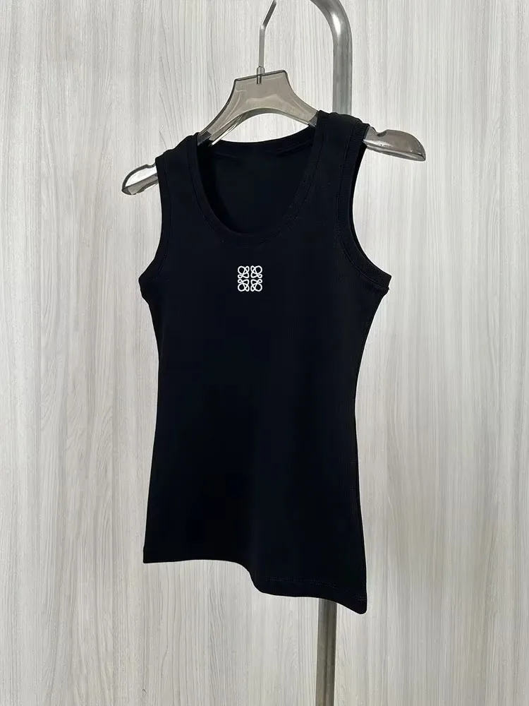 2025 New Delicate Thread Printed Logo Women's Cotton Vest Slim Sleeveless Summer Beachwear Chic Logo Luxury High Quality Comfort 2025 New Delicate Thread Printed Logo Women's Cotton Vest Slim Sleeveless Summer Beachwear Chic Logo Luxury High Quality Comfort