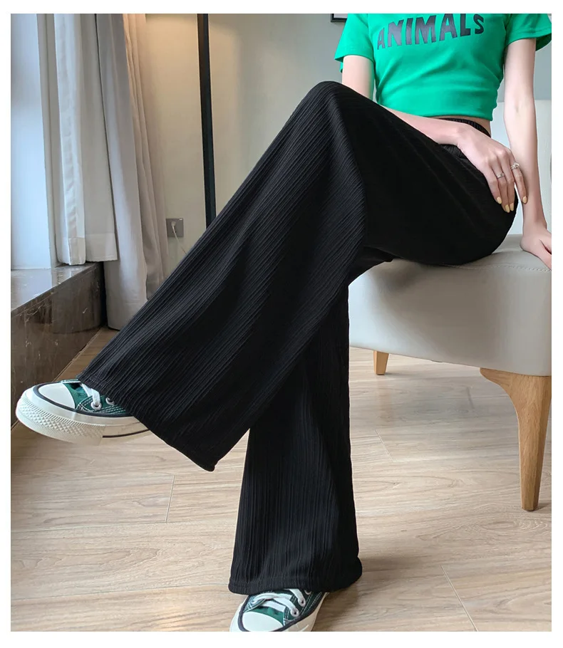 Thin Summer Wide-leg Pants Ice Filament Permeability Women Spring Women Elastic Waist Stright Long Wide Leg Pants Casual Female Thin Summer Wide-leg Pants Ice Filament Permeability Women Spring Women Elastic Waist Stright Long Wide Leg Pants Casual Female