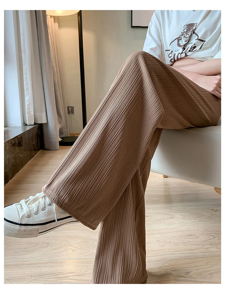 Thin Summer Wide-leg Pants Ice Filament Permeability Women Spring Women Elastic Waist Stright Long Wide Leg Pants Casual Female Thin Summer Wide-leg Pants Ice Filament Permeability Women Spring Women Elastic Waist Stright Long Wide Leg Pants Casual Female