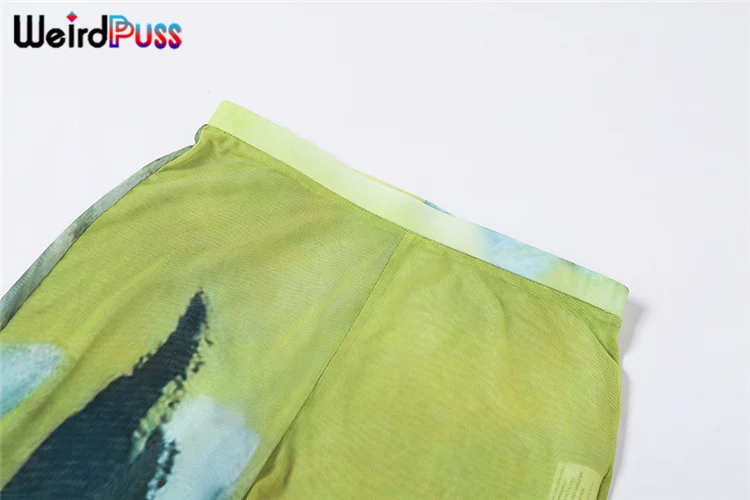 Weird Puss Mesh Tie Dye Straight Pants Women Sexy Summer Trend See Through Thin Skinny Streetwear Wild Elastic Activity Bottoms Weird Puss Mesh Tie Dye Straight Pants Women Sexy Summer Trend See Through Thin Skinny Streetwear Wild Elastic Activity Bottoms