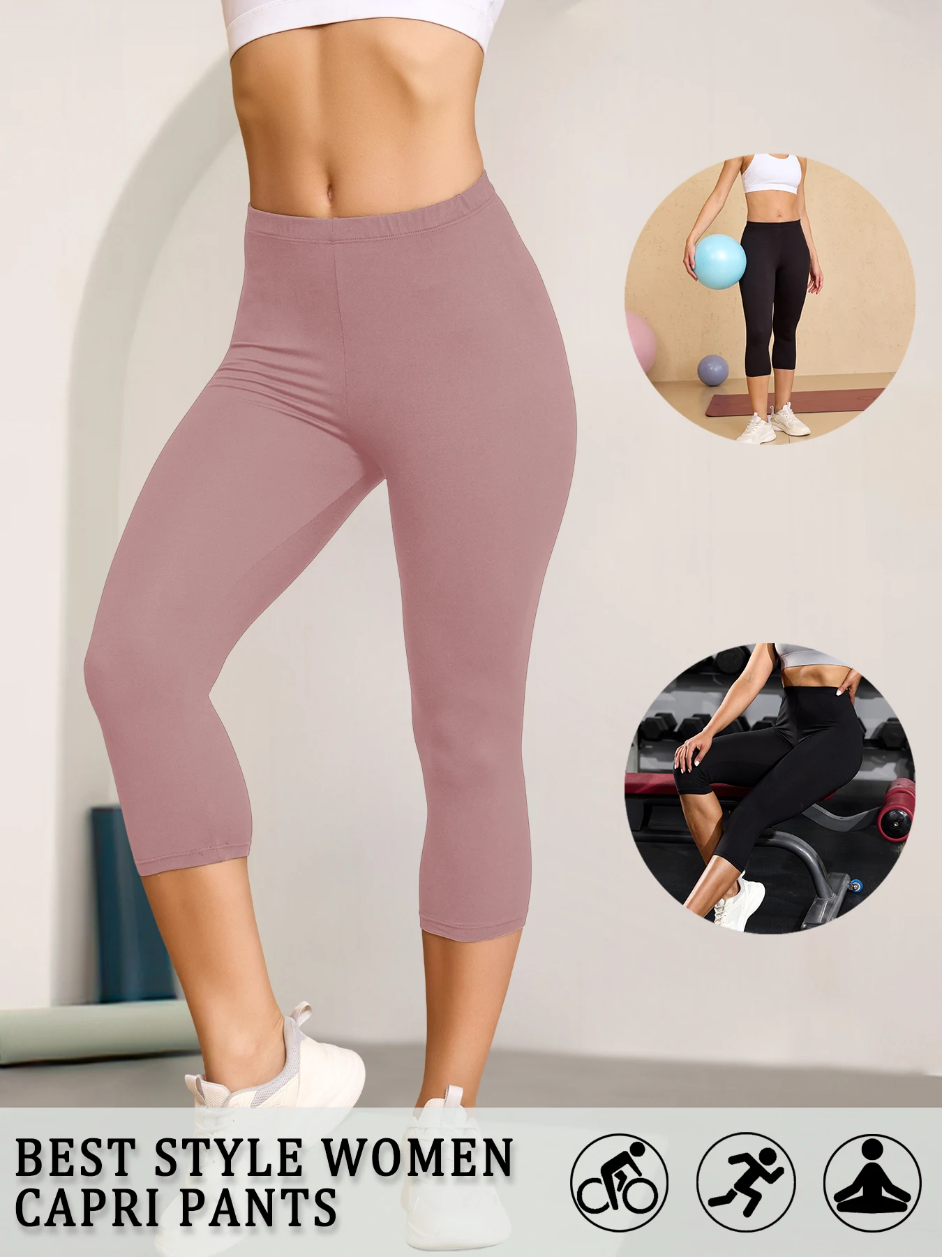 Women's Super Soft Capri Pants High Stretchy Breathable Pants No See Through Workout Running Yoga Athletic Pants Gym Leggings Women's Super Soft Capri Pants High Stretchy Breathable Pants No See Through Workout Running Yoga Athletic Pants Gym Leggings