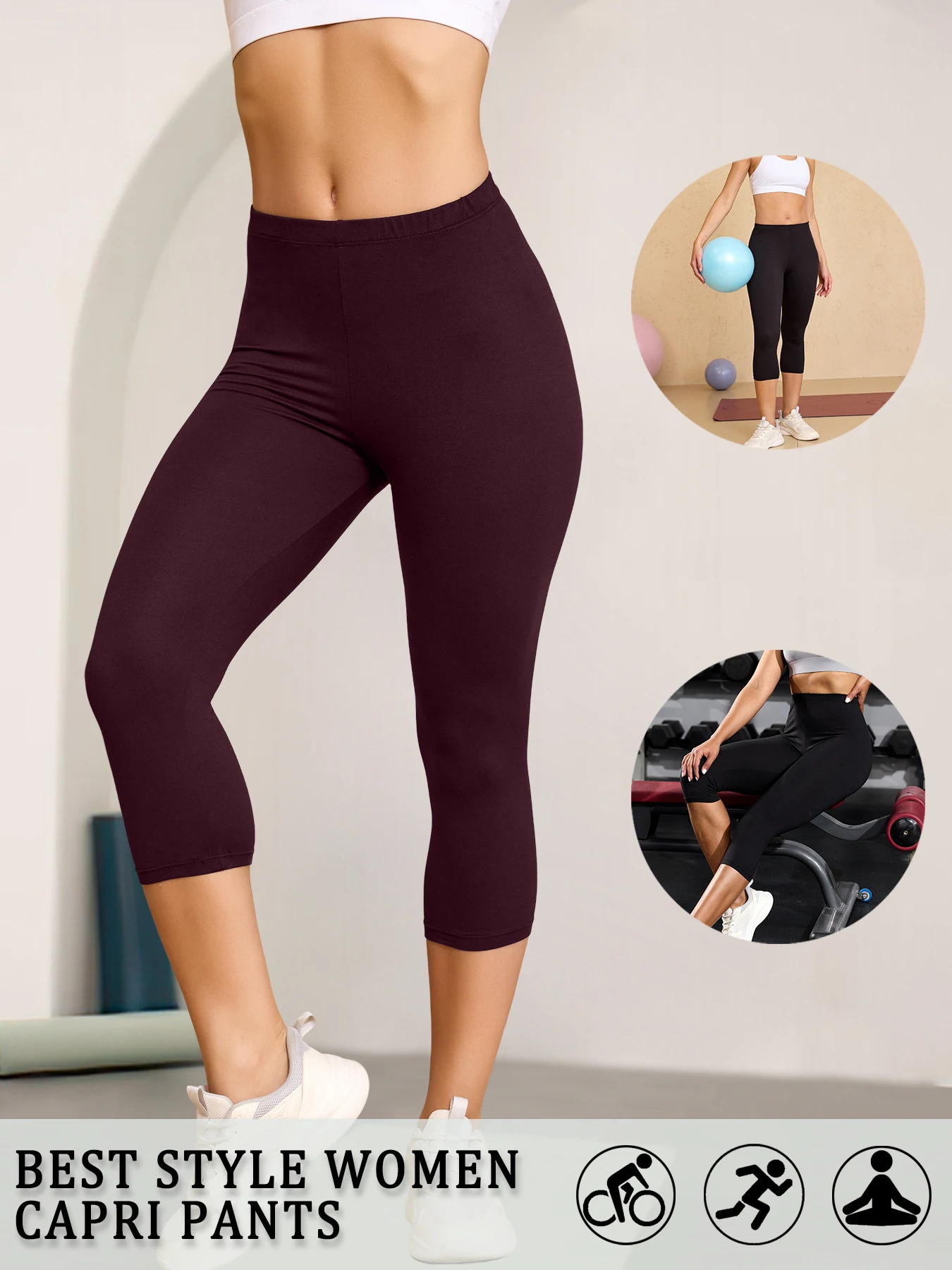 Women's Super Soft Capri Pants High Stretchy Breathable Pants No See Through Workout Running Yoga Athletic Pants Gym Leggings Women's Super Soft Capri Pants High Stretchy Breathable Pants No See Through Workout Running Yoga Athletic Pants Gym Leggings