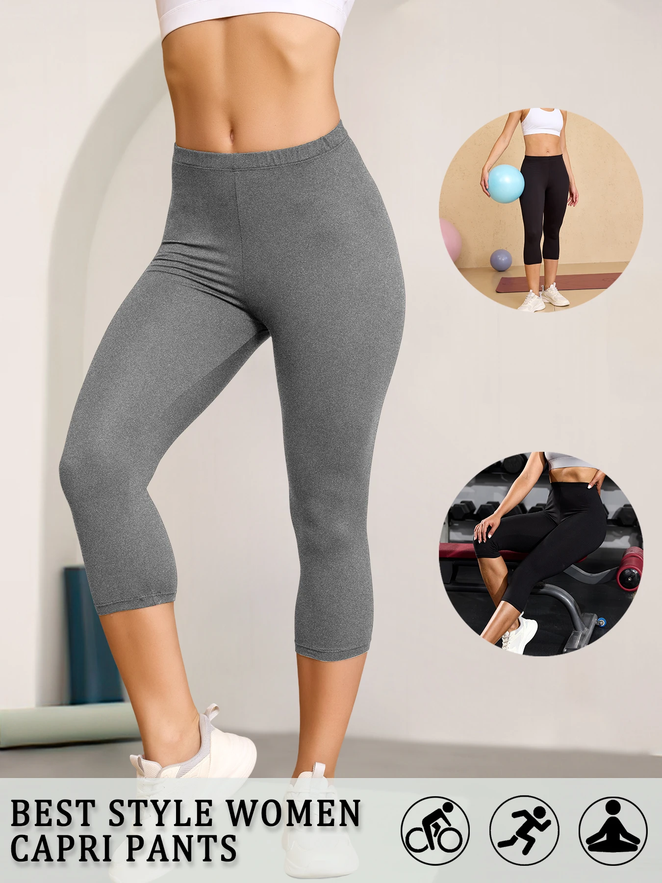 Women's Super Soft Capri Pants High Stretchy Breathable Pants No See Through Workout Running Yoga Athletic Pants Gym Leggings Women's Super Soft Capri Pants High Stretchy Breathable Pants No See Through Workout Running Yoga Athletic Pants Gym Leggings