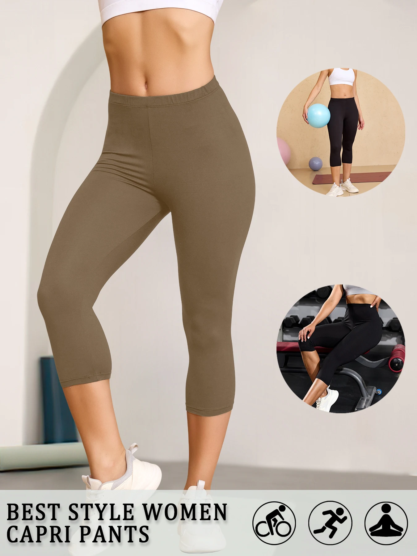 Women's Super Soft Capri Pants High Stretchy Breathable Pants No See Through Workout Running Yoga Athletic Pants Gym Leggings Women's Super Soft Capri Pants High Stretchy Breathable Pants No See Through Workout Running Yoga Athletic Pants Gym Leggings