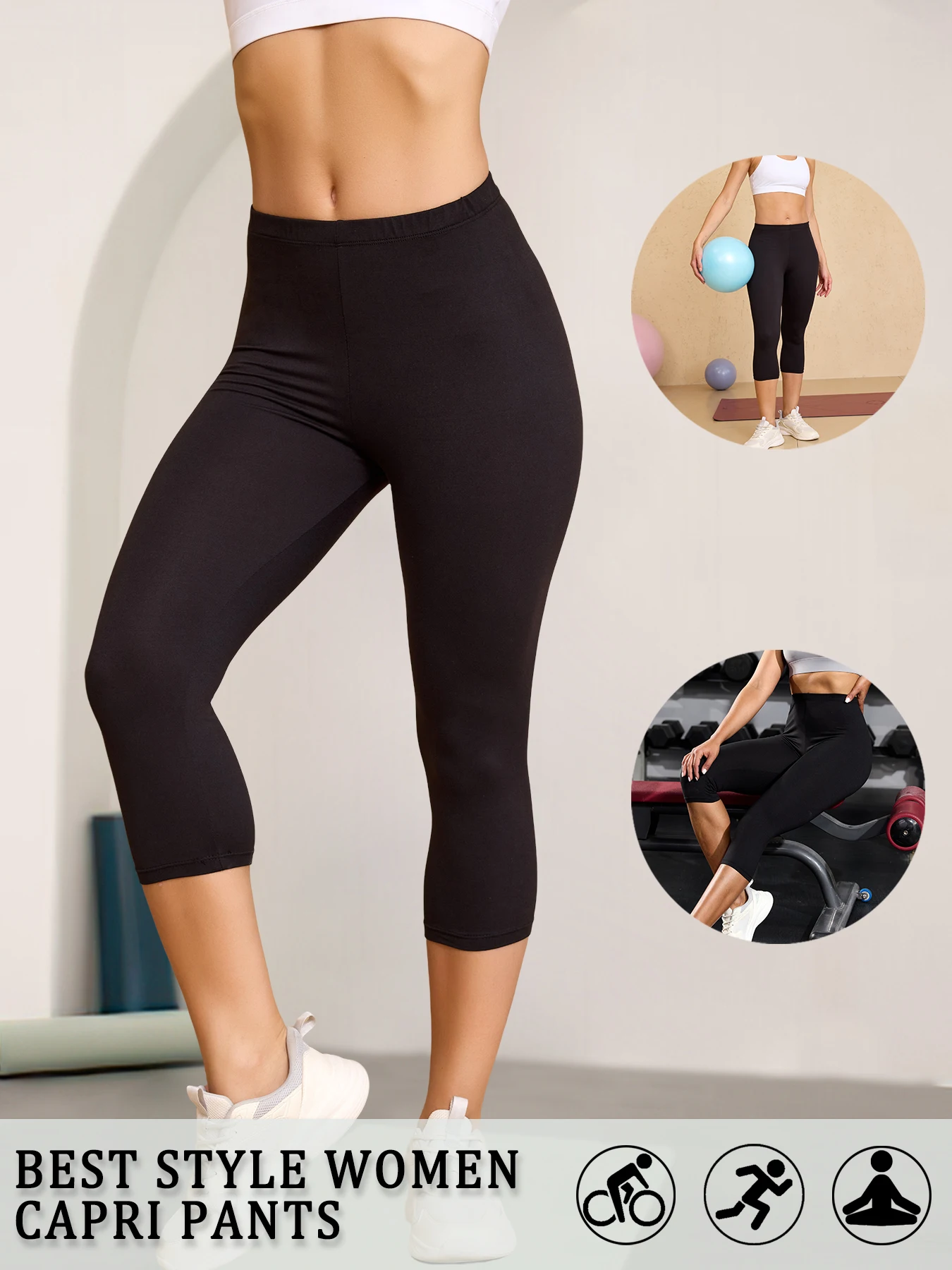 Women's Super Soft Capri Pants High Stretchy Breathable Pants No See Through Workout Running Yoga Athletic Pants Gym Leggings Women's Super Soft Capri Pants High Stretchy Breathable Pants No See Through Workout Running Yoga Athletic Pants Gym Leggings
