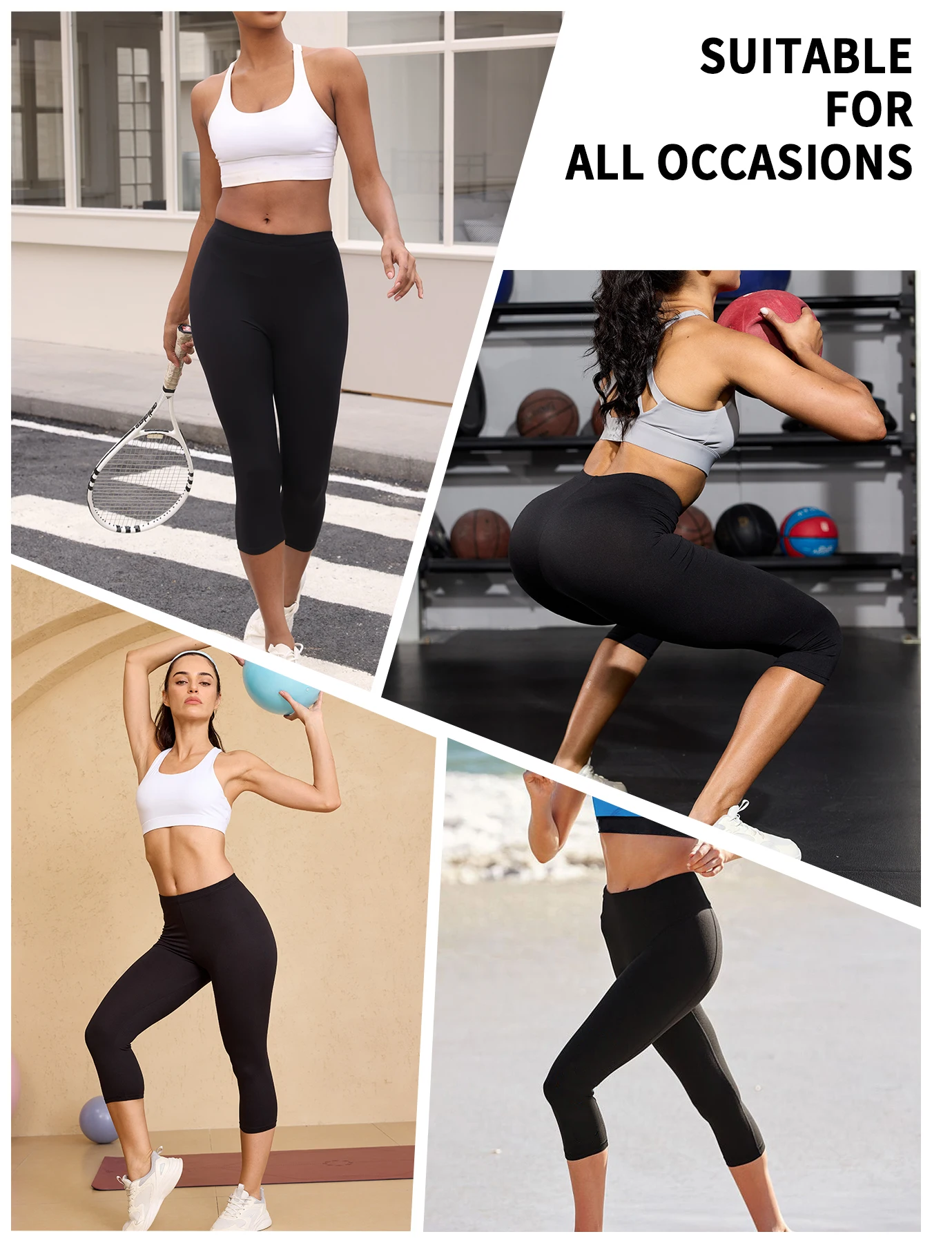 Women's Super Soft Capri Pants High Stretchy Breathable Pants No See Through Workout Running Yoga Athletic Pants Gym Leggings Women's Super Soft Capri Pants High Stretchy Breathable Pants No See Through Workout Running Yoga Athletic Pants Gym Leggings
