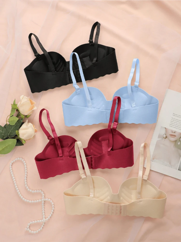 3PCS Women Push Up Backless Bras Sexy Wireless Solid Lingerie Female Detachable Straps Design For Party Wedding Gather Bralette 3PCS Women Push Up Backless Bras Sexy Wireless Solid Lingerie Female Detachable Straps Design For Party Wedding Gather Bralette