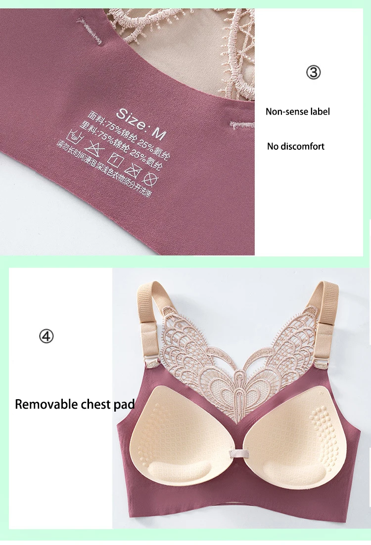Bras For Women Seamless Plus Size Bra Push Up Women Bra Latex With Pad Vest Top Sexy Butterfly Beauty Back Female Bra Bras For Women Seamless Plus Size Bra Push Up Women Bra Latex With Pad Vest Top Sexy Butterfly Beauty Back Female Bra