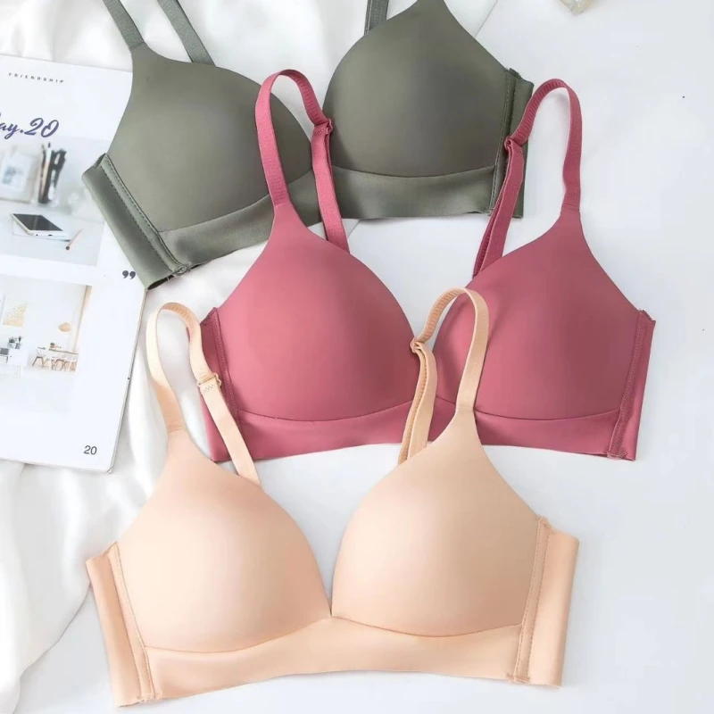 2Pcs/Set Seamless Bras For Women Glossy Underwear 3/4 Cup Push Up Bra Non-wire Bralette Japanese Female Sexy Lingerie S-XXL 2Pcs/Set Seamless Bras For Women Glossy Underwear 3/4 Cup Push Up Bra Non-wire Bralette Japanese Female Sexy Lingerie S-XXL