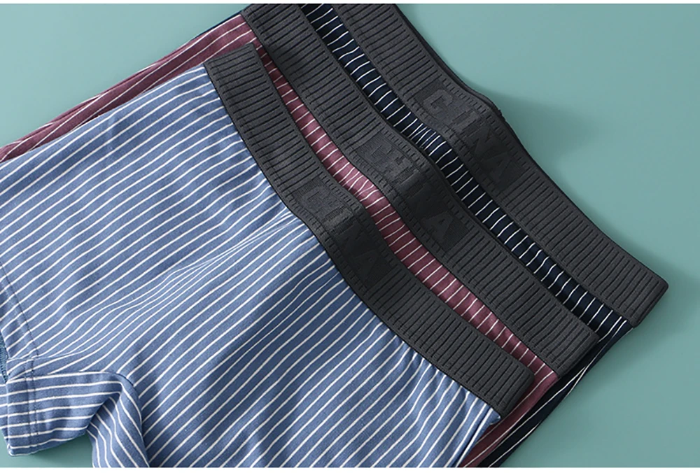 3PCS/Pack 100% Cotton Soft Panties Woman Trendy Striped Female Underwear Summer Breathable High Elastic Mid-rise Waist Boyshort 3PCS/Pack 100% Cotton Soft Panties Woman Trendy Striped Female Underwear Summer Breathable High Elastic Mid-rise Waist Boyshort
