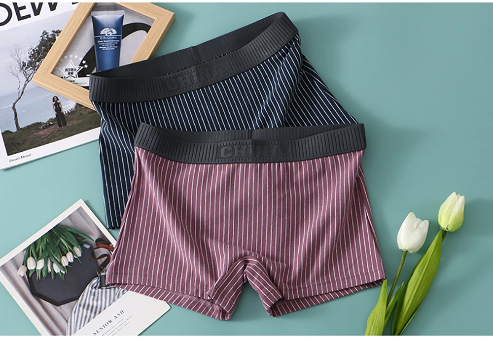3PCS/Pack 100% Cotton Soft Panties Woman Trendy Striped Female Underwear Summer Breathable High Elastic Mid-rise Waist Boyshort 3PCS/Pack 100% Cotton Soft Panties Woman Trendy Striped Female Underwear Summer Breathable High Elastic Mid-rise Waist Boyshort