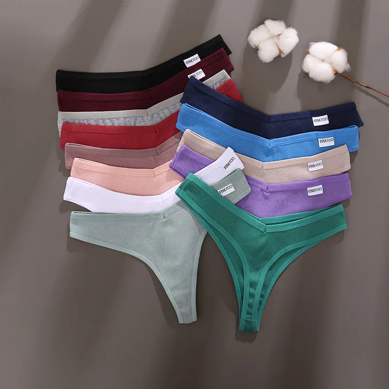 4PCS/Set Cotton V-Waist G-String Women Panties Comfort Underwear Sexy T-Back Thongs For Female Intimates Lingerie FINETOO Panty 4PCS/Set Cotton V-Waist G-String Women Panties Comfort Underwear Sexy T-Back Thongs For Female Intimates Lingerie FINETOO Panty
