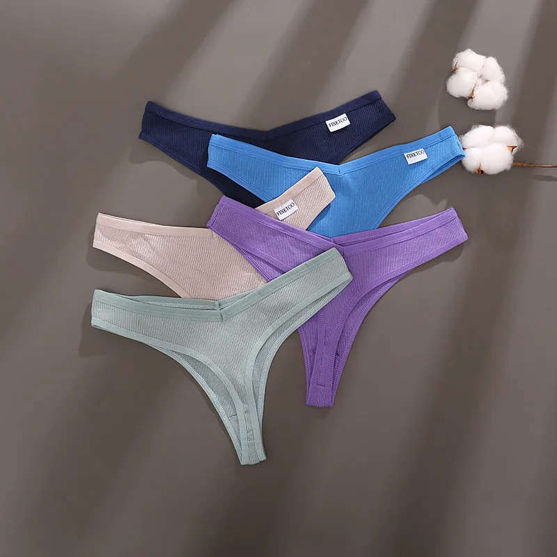 4PCS/Set Cotton V-Waist G-String Women Panties Comfort Underwear Sexy T-Back Thongs For Female Intimates Lingerie FINETOO Panty 4PCS/Set Cotton V-Waist G-String Women Panties Comfort Underwear Sexy T-Back Thongs For Female Intimates Lingerie FINETOO Panty