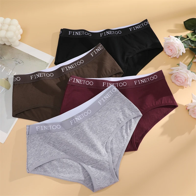 FINETOO 3Pcs Cotton Letter Belt Underwear Women's Panties Sexy Breathable Low Waist Briefs Female Stretch Comfortable Lingerie FINETOO 3Pcs Cotton Letter Belt Underwear Women's Panties Sexy Breathable Low Waist Briefs Female Stretch Comfortable Lingerie