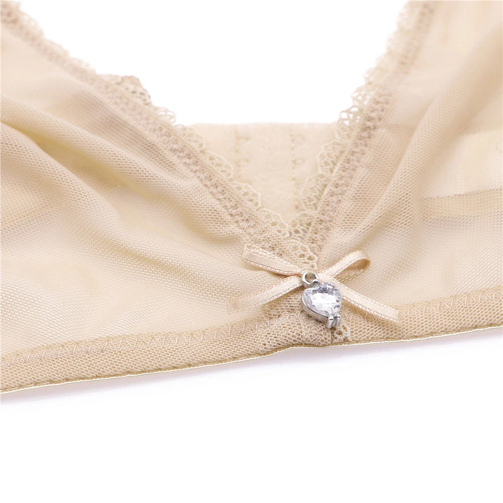Sexy ladies see through elastic mesh bra set women wire free white underwear bra+thong lingerie set Sexy ladies see through elastic mesh bra set women wire free white underwear bra+thong lingerie set