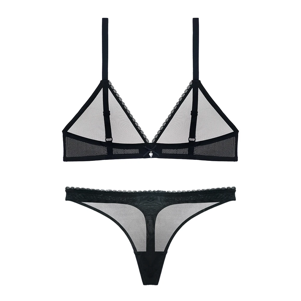 Sexy ladies see through elastic mesh bra set women wire free white underwear bra+thong lingerie set Sexy ladies see through elastic mesh bra set women wire free white underwear bra+thong lingerie set
