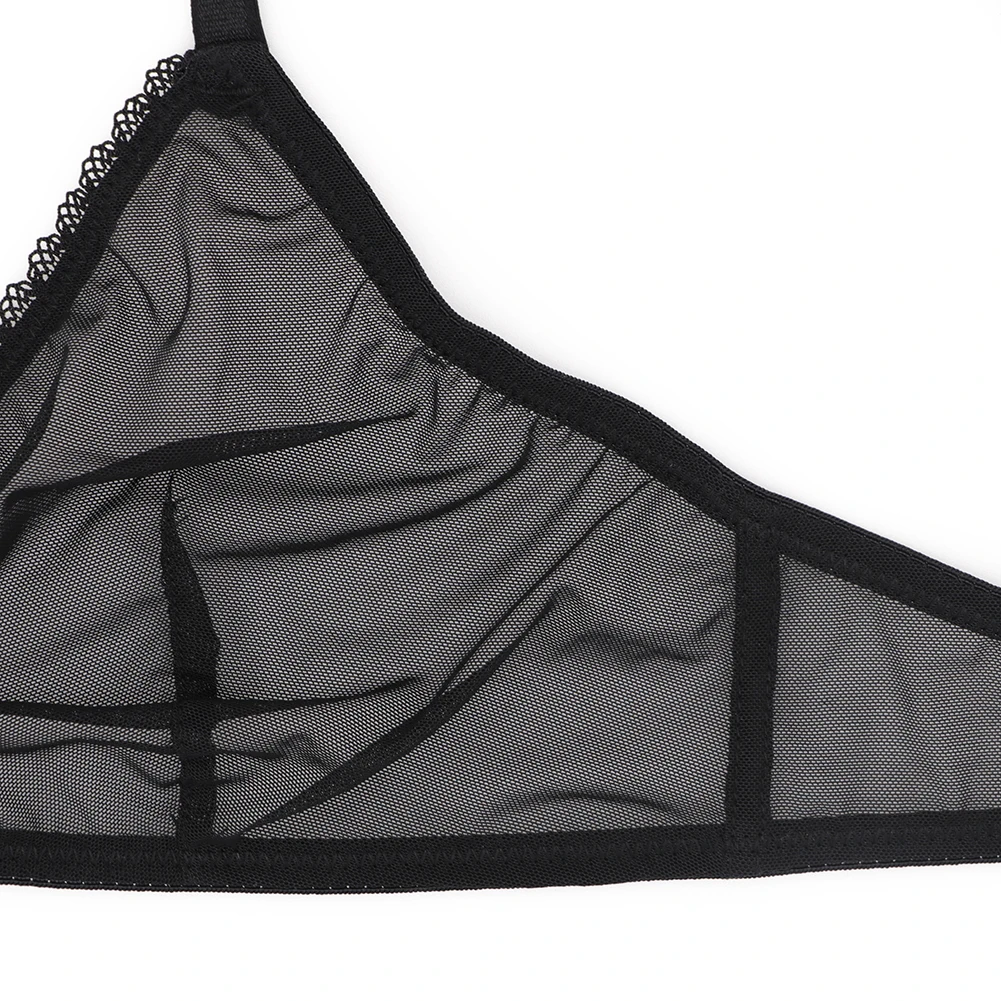 Sexy ladies see through elastic mesh bra set women wire free white underwear bra+thong lingerie set Sexy ladies see through elastic mesh bra set women wire free white underwear bra+thong lingerie set