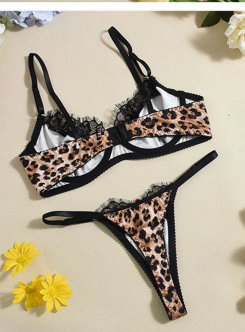 Vacation outfits women Eyelash Lace Sexy Leopard Print Lingerie Set 2 Piece Sets Woman Push Up Underwire Bra With Thongs Mesh So Vacation outfits women Eyelash Lace Sexy Leopard Print Lingerie Set 2 Piece Sets Woman Push Up Underwire Bra With Thongs Mesh So