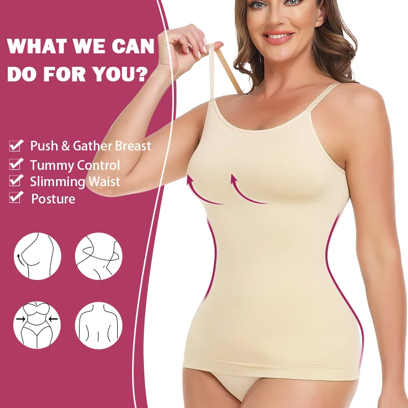 Seamless Camisole Vest Shapewear Bodysuit for Women Tummy Control Butt Lifting Body Shaper Smooth Invisible Slimming Underwear Seamless Camisole Vest Shapewear Bodysuit for Women Tummy Control Butt Lifting Body Shaper Smooth Invisible Slimming Underwear