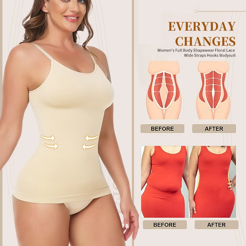 Seamless Camisole Vest Shapewear Bodysuit for Women Tummy Control Butt Lifting Body Shaper Smooth Invisible Slimming Underwear Seamless Camisole Vest Shapewear Bodysuit for Women Tummy Control Butt Lifting Body Shaper Smooth Invisible Slimming Underwear